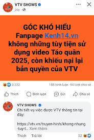 Bài đăng về bản quyền Táo Quân 2025 của VTV.​